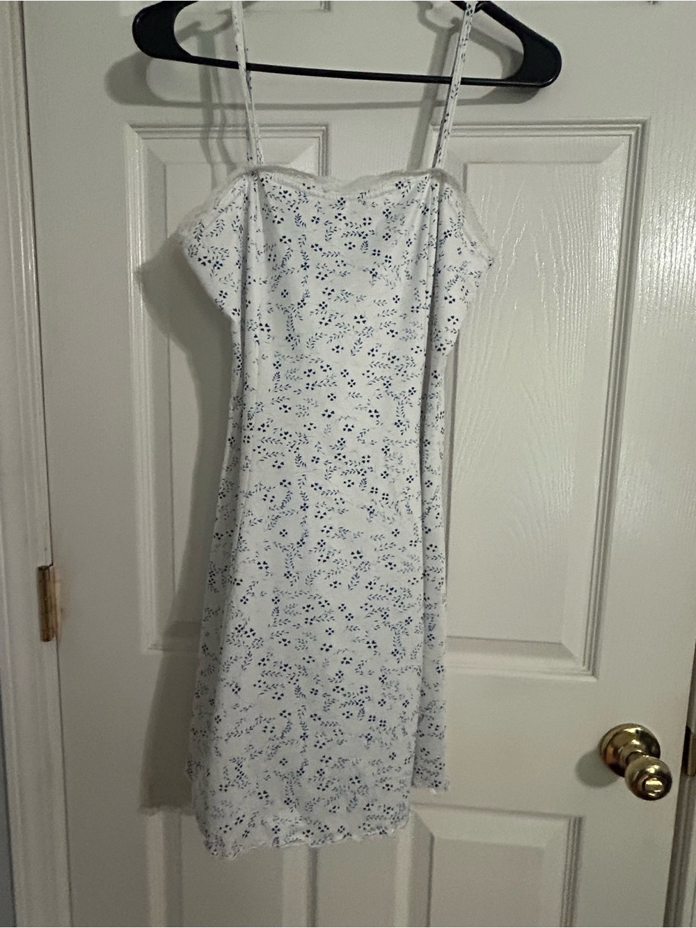 SHEIN White Mini Dress with Blue Floral Print